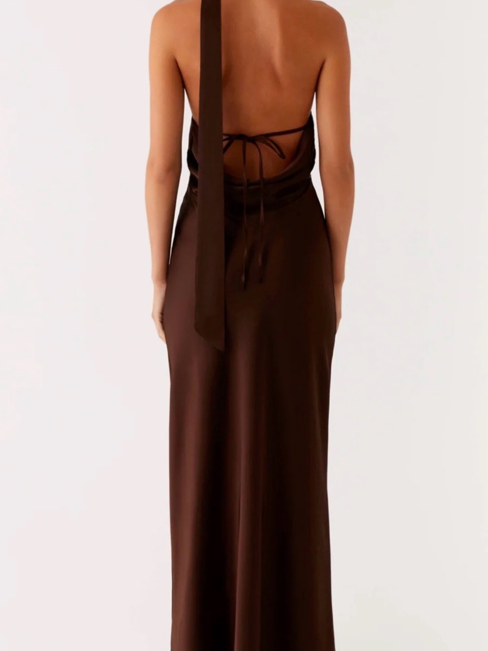 Peppermayo One-Shoulder Brown Satin Gown - Picture 3 of 3